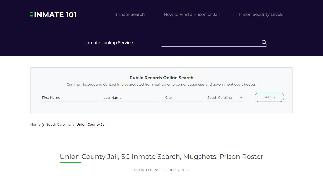 Union County Jail, SC Inmate Search, Mugshots, Prison Roster
